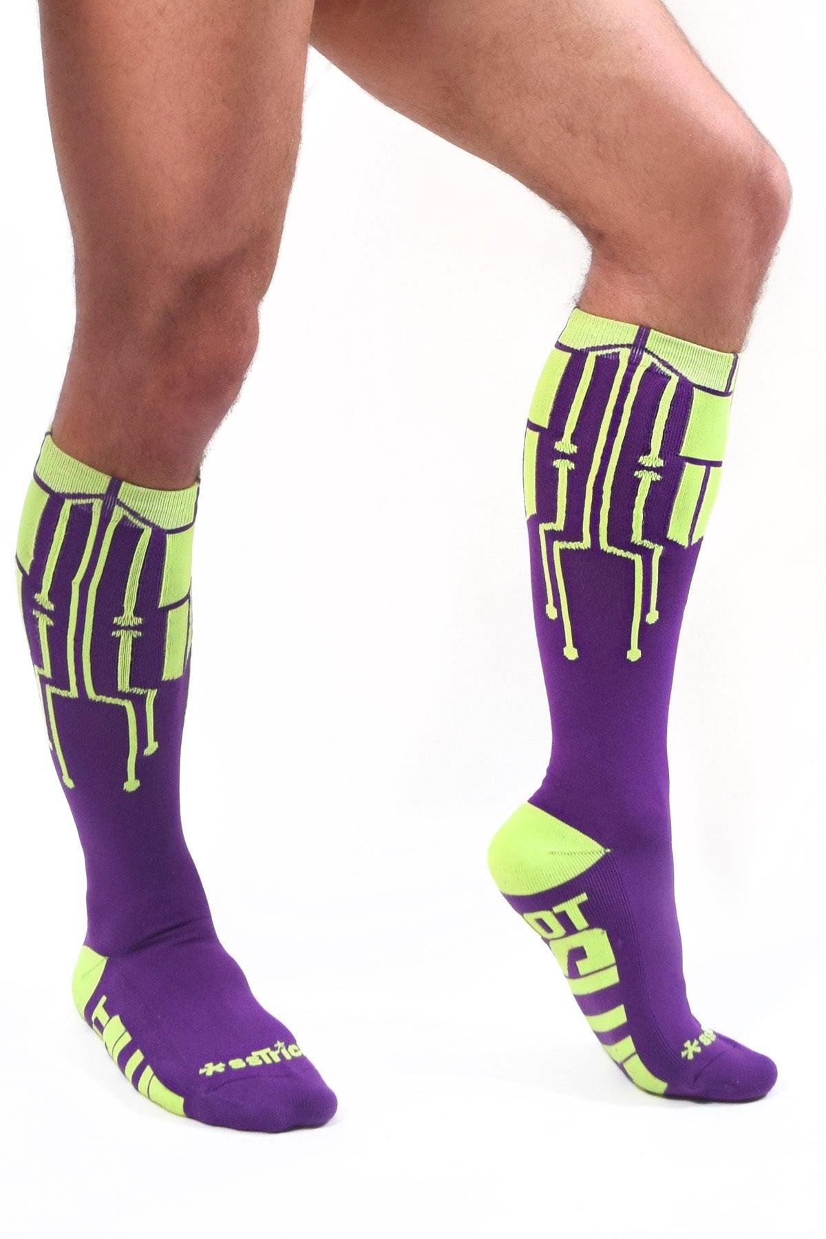 CyberTech Socks | NEON YELLOW + PURPLE